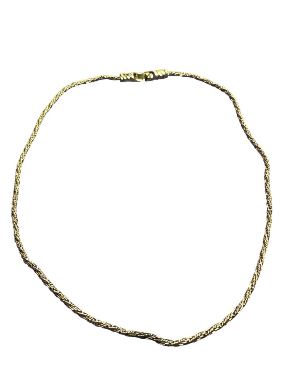 Vintage Monet Textured Round Goldtone Chain Necklace Fold Over Clasp 19 inches